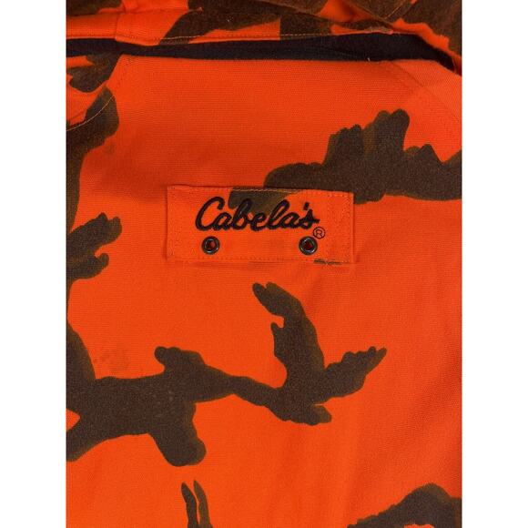Cabelas Orange Camp Hunting Jacket Quilt Lined Size Large Insulated Outdoors - Picture 9 of 11